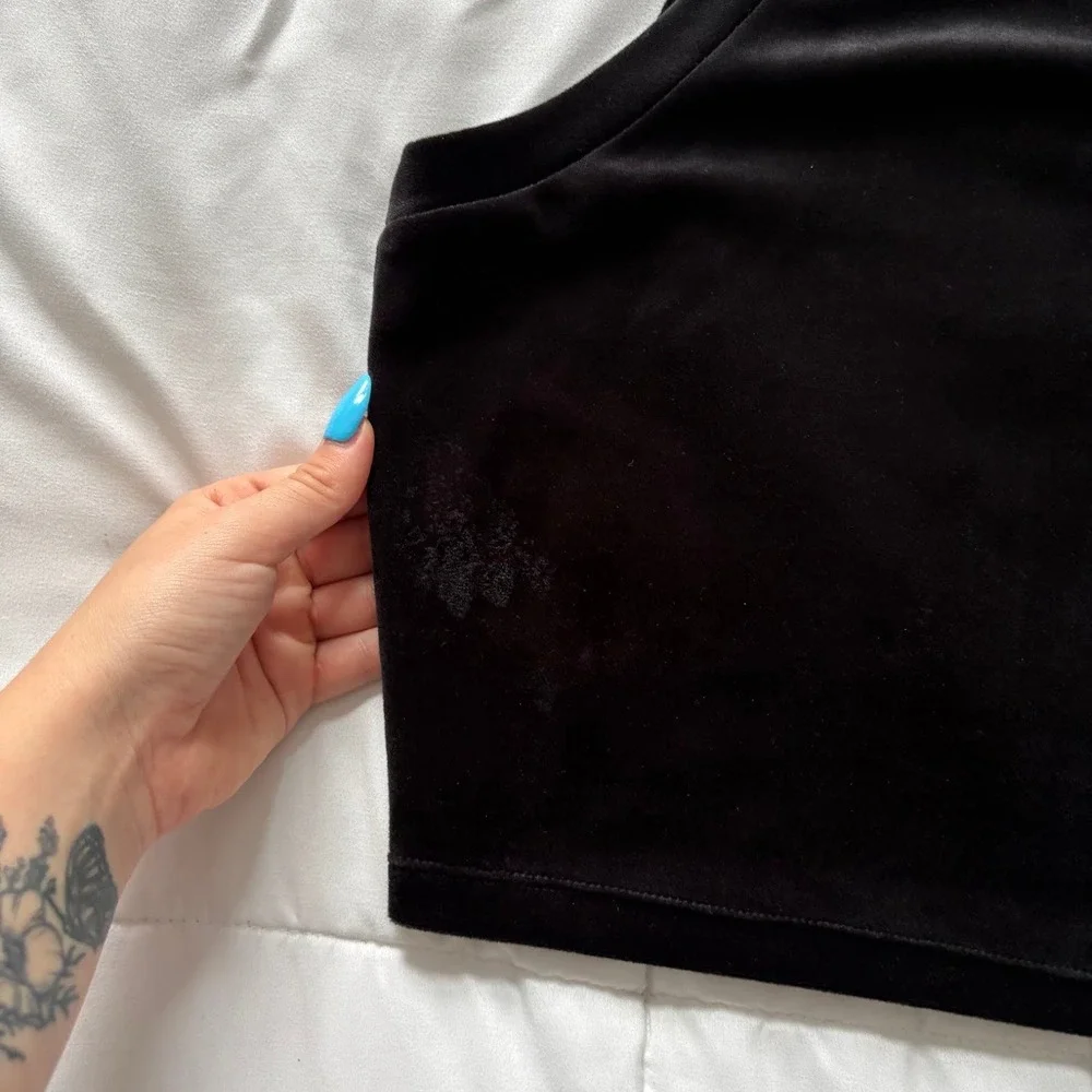 Gianni Bini Black Sleeveless Crop Top High Neck Racerback Tank Grunge Goth